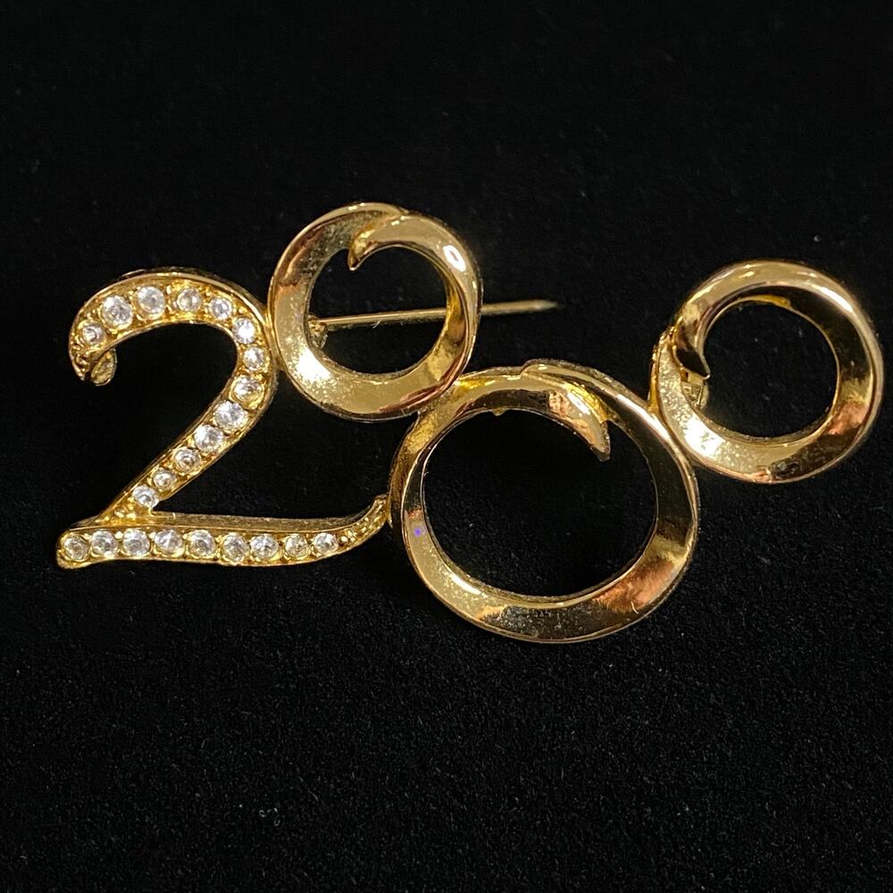 Vintage Disney 2000 Millennium Gold Tone Rhinestone Brooch Pin Collectible 2"